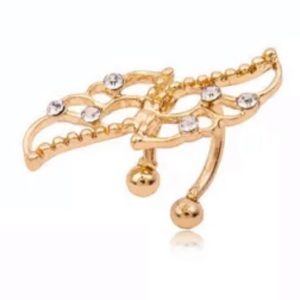 Beautiful angel wing ear cuff - gold made of alloy and crystals. Fits one ear